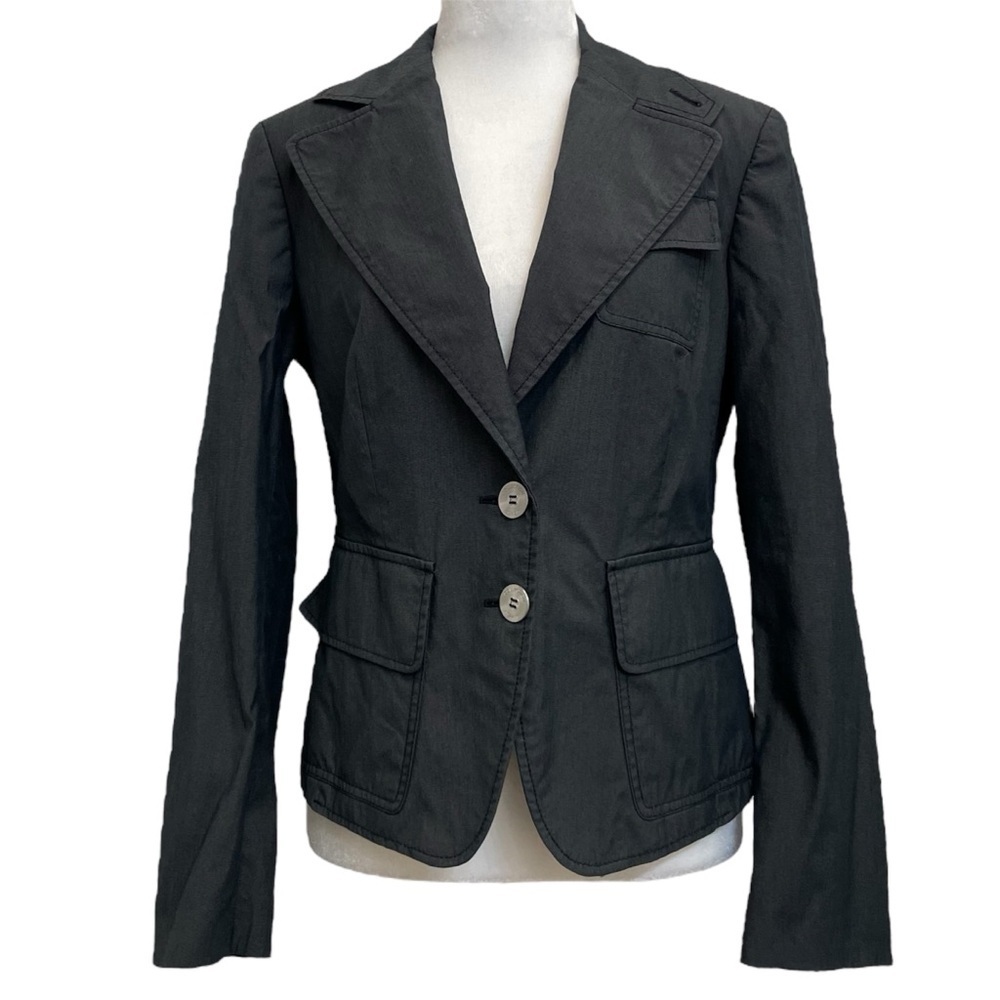 Esprit Collection Vintage Gray Notched Collar Tailored Two Button Blazer